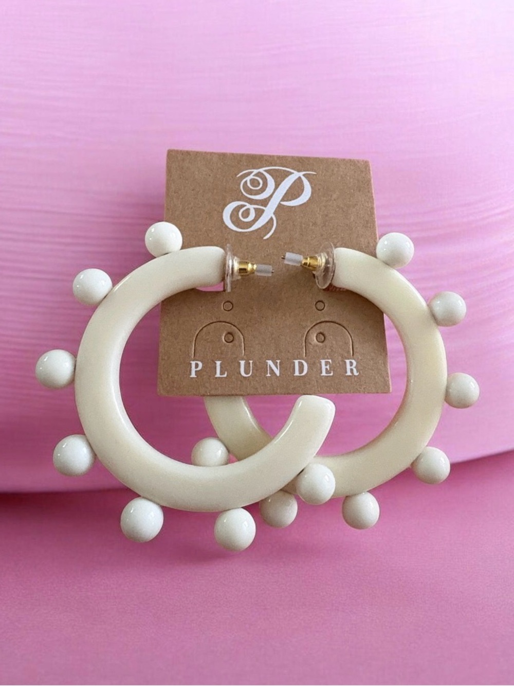 Plunder Designer Madelynn Statement Hoop Earrings with Bead Accents (v)